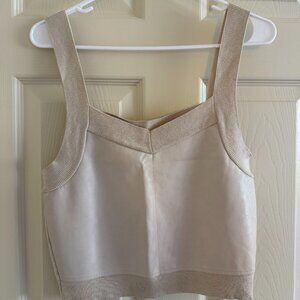 Women's Anthropologie Cropped Faux Leather Sweater Tank Top